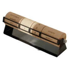 Minimalists Wooden Desktop Rotating Permanent Calendar-Black