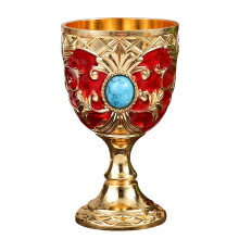 Elegant Metal Drinking Cup Embossed Butterfly Mini Goblet-Red