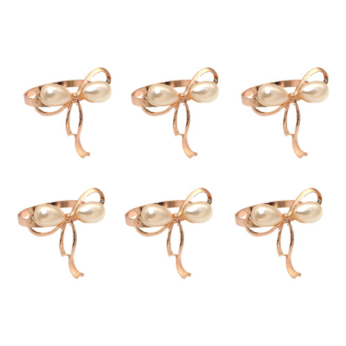 Hübsche Perlen-Serviettenringe in Schleifenform,-Roségold