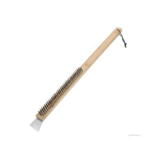 Extra lange pizzasteenborstel van 53 cm met houten handvat en
