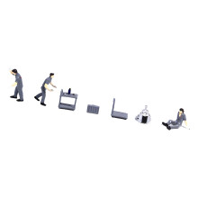 1/64 Schaal Reparatiewerker Hars Figuur Miniatuur Scène-Grijs