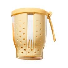 Bol à salade avec passoire intégrée et fourchette, tasse-Jaune