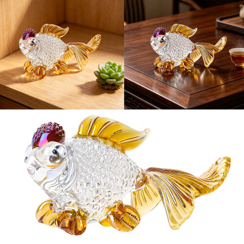 Artistic Multicolored Crystal Carp Fish Sculpture-Soot 2