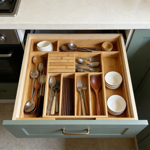 Extendable Wooden Blade Holder With Removable Dividers For 1
