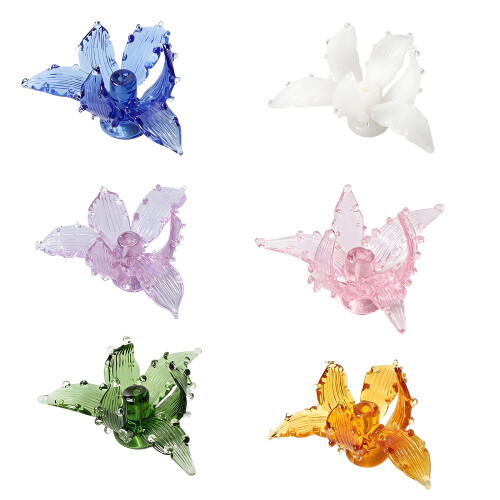 Delicate Glass Irises Flower Miniature Serving As-Blue 2