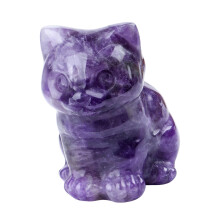 Crystal Cats Figurines Kitten Statues for Kitten Lover-amethyst