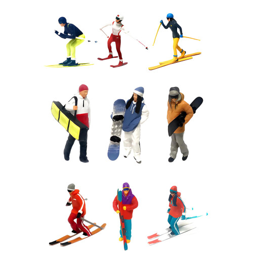 1:64 Scale Hand Painted Figure Miniature People-Snowboard Set 1