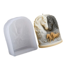 Elegant 3D Horse And Castles Silicone Mould For Soap Candle