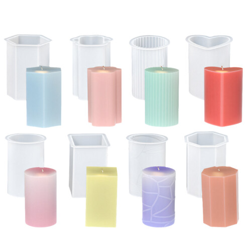 Moules à bougies cylindriques en Silicone, 8 pièces,
