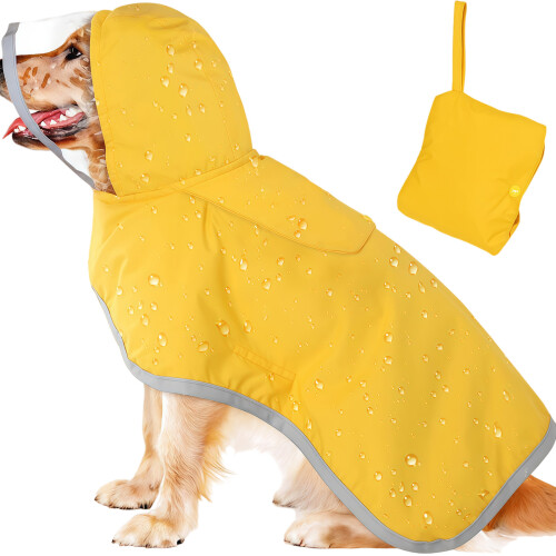Practical Dog Rainsuit Walking Gear Adjustable Hooded-S.