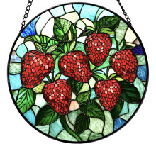 Erdbeer-Sonnenlichtfänger, Buntglas-Dekoration als-16CM