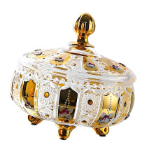 Bunte Glasgefäße mit Deckel, Kristallgläser, Süßigkeitenschalen,