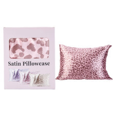 Weicher, kühlender Satin-Kissenbezug mit Leopardenmuster-Rosa