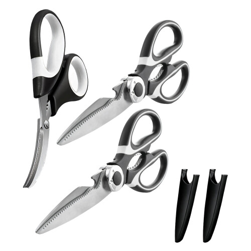 Heavy Duty Steel Kitchen Shears With Ergonomic Handle For-4