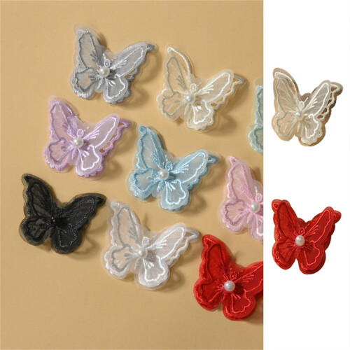 Practical Pearls Decorated Butterfly Appliques For-Light Pink 2