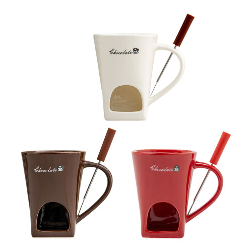 Practical Ceramic Fondue Set Including Small Mug And-Coffee 1