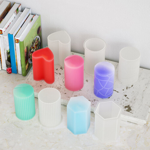 Moules à bougies cylindriques en Silicone, 8 pièces, 2