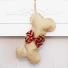 Meias de Natal de linho em formato de osso para cachorro, meias de Natal artesanais de juta para animais de estimação, perfeitas para pendurar em