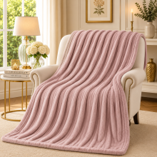 (Super King, Pink Blanket) Fleece Blankets Throw Thick Warm Super Soft Bed Sofa Travel Large Faux Fur Mink Blanket Double & King