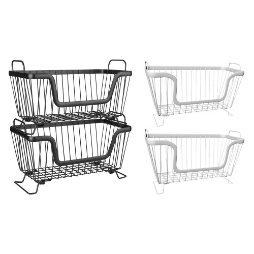 Iron Meshes Stacking Basket With Built In Handles For-White 2