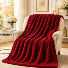 (Super King, Red/ Burgundy Blanket) Fleece Blankets Throw Thick Warm Super Soft Bed Sofa Travel Large Faux Fur Mink Blanket Double & King