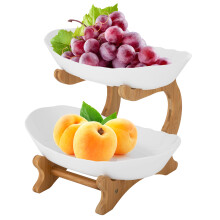 2 Tier Fruit Bowl Fruit Serving Tray Fruit Basket Stand