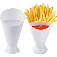 Pommes-frites-Halter für Zuhause und das Restaurant, tragbarer 2-in-1-Pommes-Tüten-Dipbecher für Pommes frites, Salat und mehr
