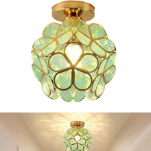 Cherry blossom glass flower pendant light, light pink petal shade, ceiling light for hallway and living room, green