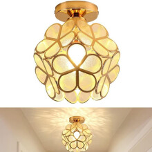 Cherry blossom glass flower pendant light, light pink petal shade, gold ceiling light for hallway and living room