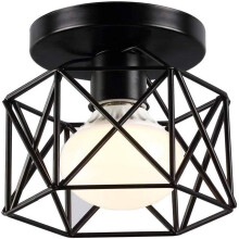 Retro industrial black metal pendant light, E27 iron cage, suitable for living room, entryway, hallway, bedroom, cafe, bar