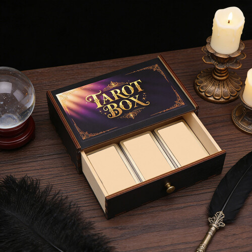 Handwork Slide Top Wooden Box Tarots Card Case With-TYPE G 2