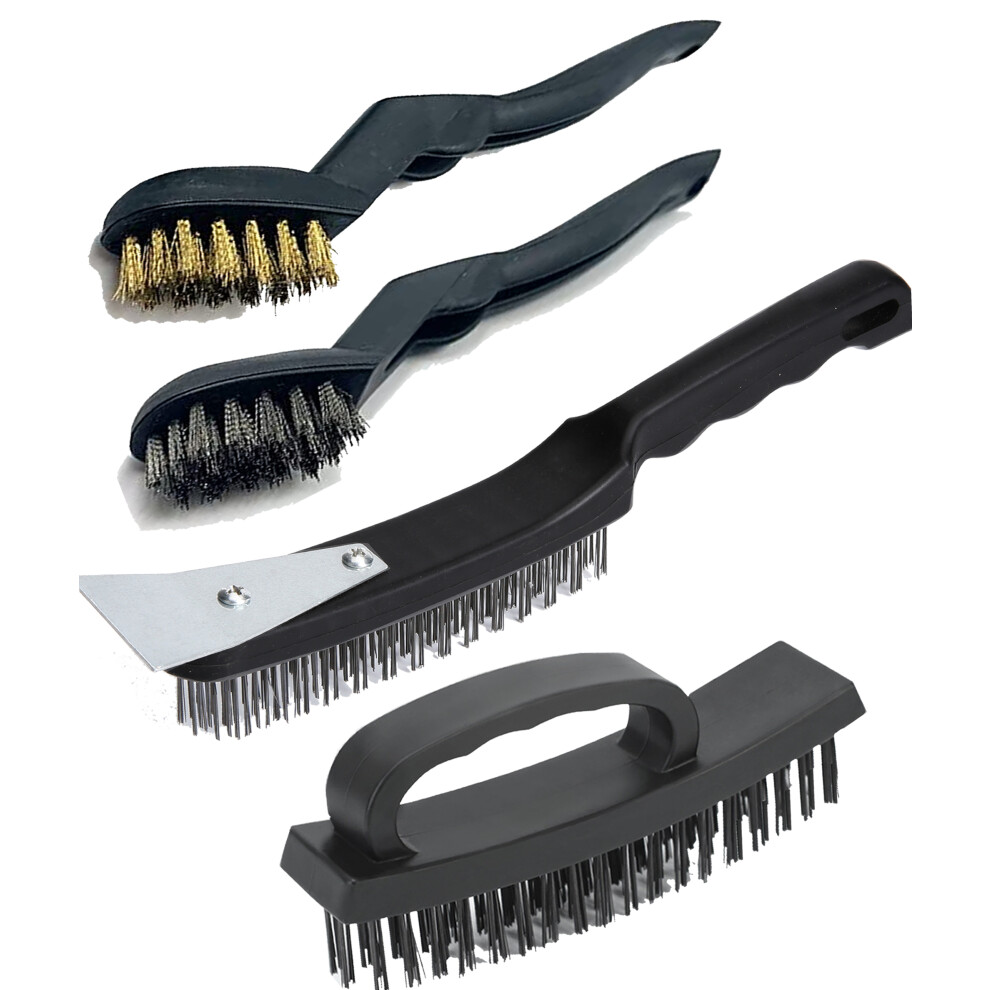 Wire Brush Set Of Heavy Duty, Wire Brushes For Cleaning Rust And Heavy Dirt, 4Pcs Multi-Function Bbq Wire Brush For Rust Removal 729927027999