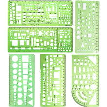 Rigle de desen geometric multifuncționale, șabloane de măsurare din plastic pentru design profesional, arhitectură și proiecte școlare