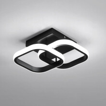 Elegante, moderne 22-W-LED-Deckenleuchte in Schwarz, doppelt quadratisches Design aus Aluminium und Eisen, für Wohnzimmer, Schlafzimmer und Flur