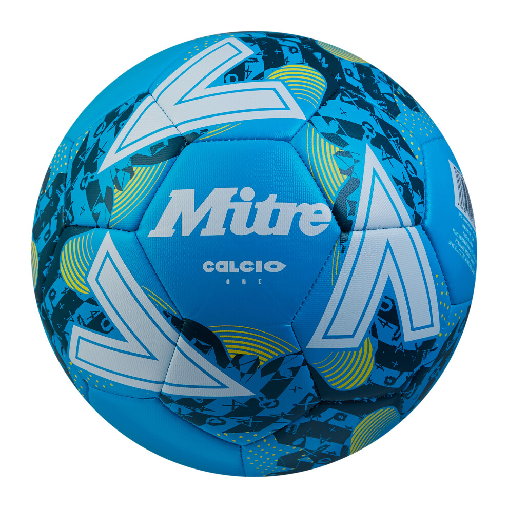 Mitre (5, Fluorescent /Tidal Teal) Calcio 24 Football Blue/White