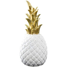 Símbolo elegante de boas-vindas, decoração contemporânea em branco e dourado para casa, abacaxi de cerâmica com design nórdico criativo para