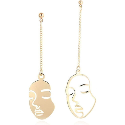 Funny Face Long Earrings Exaggerated Profile Face Line Stud Earrings