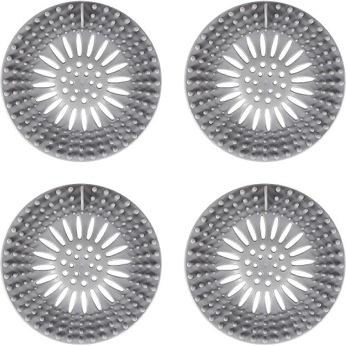 4-teiliges Set aus robustem Silikon-Haarstöpsel für Duschabflüsse, einfache Installation