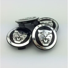 Confezione da 4 copricerchi da 59 mm compatibili con Jaguar XJ XF XK X-Type, ruote di regolazione Jaguar nere