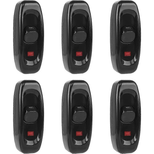 6pcs Lamp Switch, Toggle Switch 250V 10A Line Cord Rocker Switch Intermediate Switch with Led Indicator (Black)