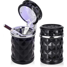 Car Cigarette Ashtray Portable Car Smokeless Tobacco Tray Led Blue Light Cool Diamond Cut Surface Vent Cup