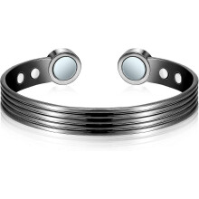 Bracelet magnétique en cuivre pour femme et homme, style rayé, avec 6 aimants, ajustable.