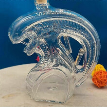 Whiskeykaraf met buitenaards monstermotief, 300 ml, sci-fi glazen fles, handgemaakt, decoratie voor thuisbar, uniek cadeau