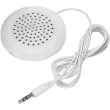 Minialtavoces portátiles para viajes con sonido estéreo, 3,5 mm, blancos.