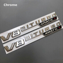 2Pcs V8 BITURBO 4MATIC+ Badge Car Fender Sticker Emblem For Mercedes Benz AMG W117 W205 C63 E63 W212 W176 A45 GLA45