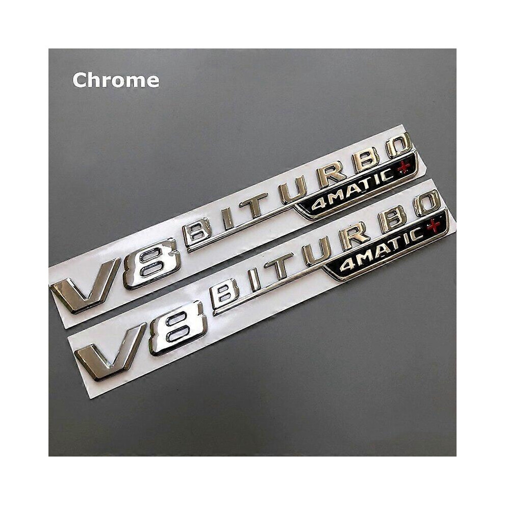 2Pcs V8 Biturbo 4Matic+ Badge Car Fender Sticker Emblem For Mercedes Benz Amg W117 W205 C63 E63 W212 W176 A45 Gla45 6083684347580