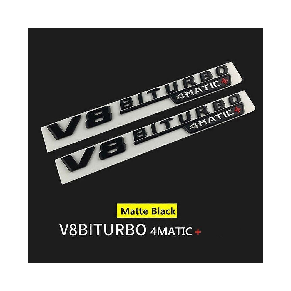 2Pcs V8 Biturbo 4Matic+ Badge Car Fender Sticker Emblem For Mercedes Benz Amg W117 W205 C63 E63 W212 W176 A45 Gla45 6083684347573