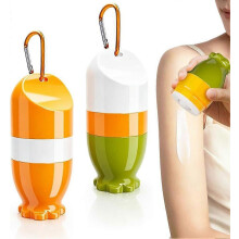 Confezione da 2 applicatori a rullo ricaricabili per crema solare, rullo portatile da 100 ml per lozione solare con moschettone, applicatore a spugna