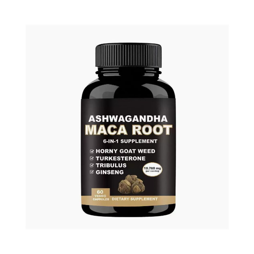 (2PCS) Ashwagandha & Maca Root 6-in-1 Supplement, 19700mg Formula with Horny Goat Weed, Turkesterone, Tribulus and Ginseng, 60 Capsules