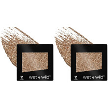 wet n wild Color Icon Glitter Eyeshadow Shimmer Brass (Pack of 2), Brass (Carded)
